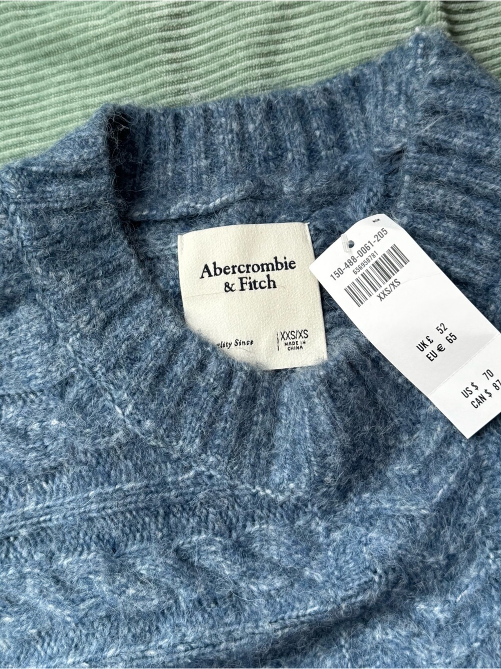 Abercrombie & Fitch Heather Blue Cable Knit Sweater